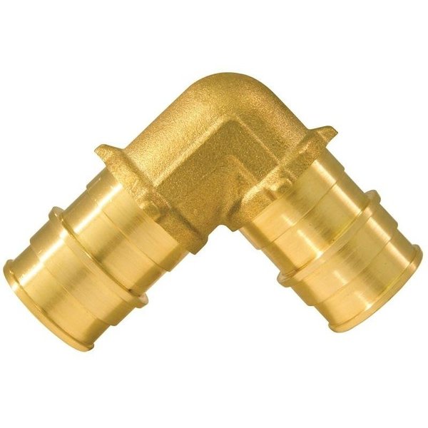 Apollo Valves ExpansionPEX Series Reducing Pipe Elbow, 12 x 34 in, Barb, 90 deg Angle, Brass EPXE1234